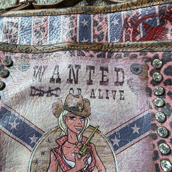 Cowgirl Wanted Rhinestone Shoulder Bag Crossbody Purse Animal Print Western - Picture 4 of 13